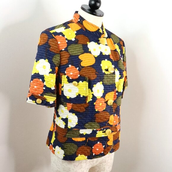 Vintage H. Neuber Women's 6/M Retro Mod MCM Floral Blazer Jacket Skirt Suit Set - Picture 3 of 16